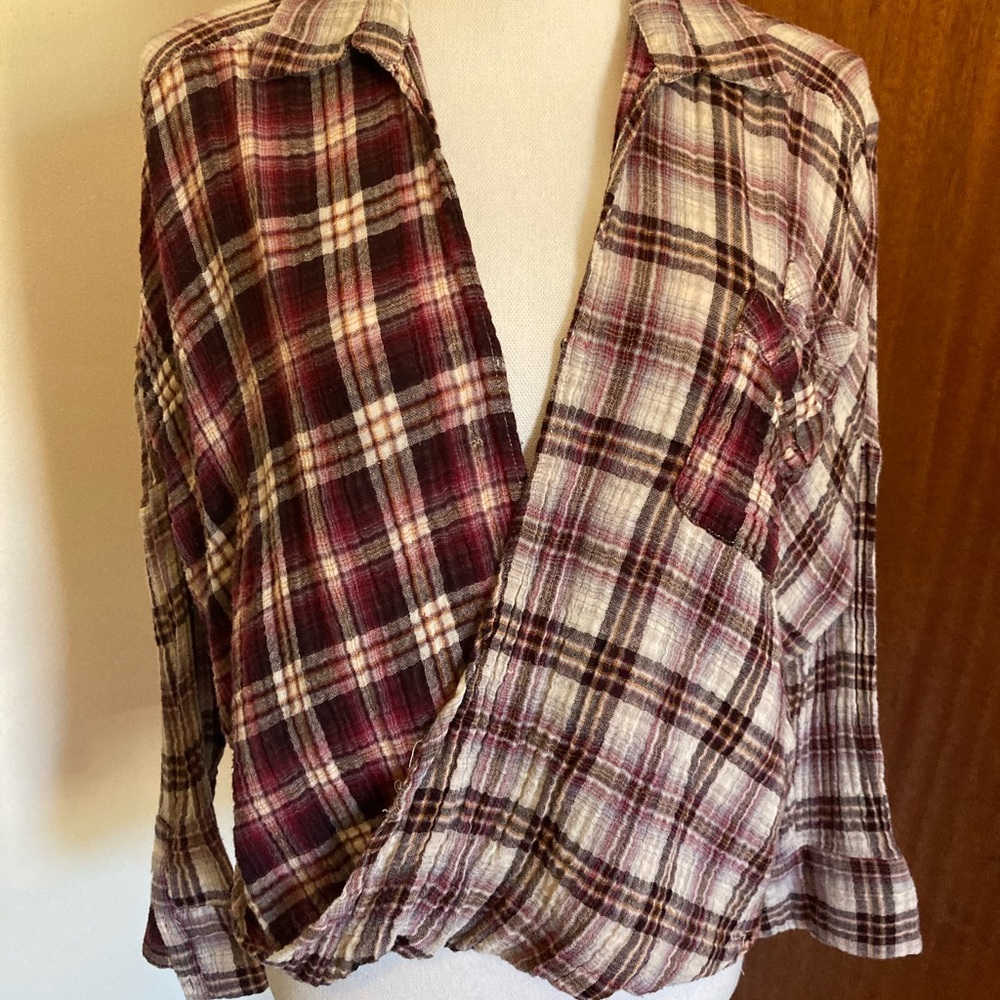 Plaid crisscross top